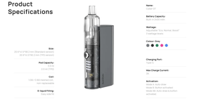 Aspire Cyber GT Pod Kit - Specifications
