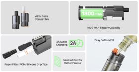 Vilter Max Pod Kit 1800mAh by Aspire - Specifications
