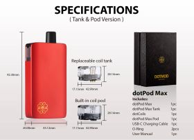 dotPod Max Kit 60W 2000mAh by dotMod - Specifications