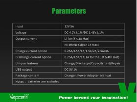 Vapcell S4 Plus V3.0 - Parameters
